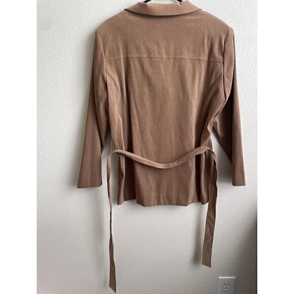 Worthington Petite Blazer Jacket Tie Front Career Casual Tan Size 12P - Picture 6 of 13